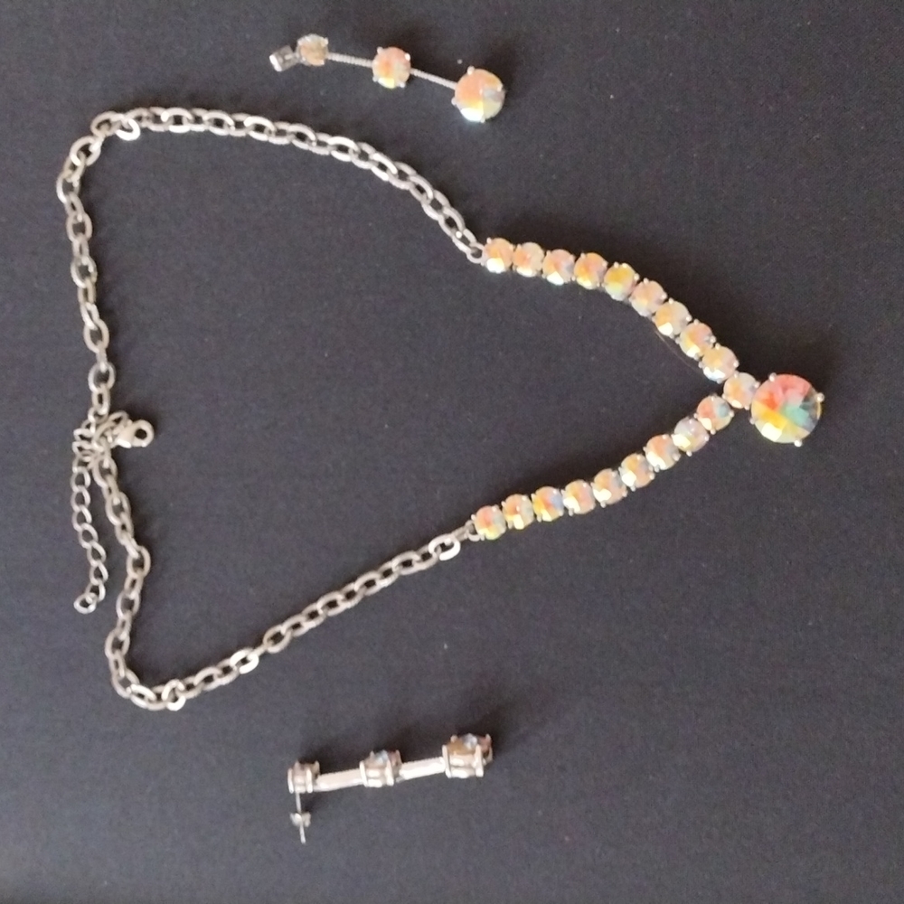 Designer Necklace and Pierced Earring Set